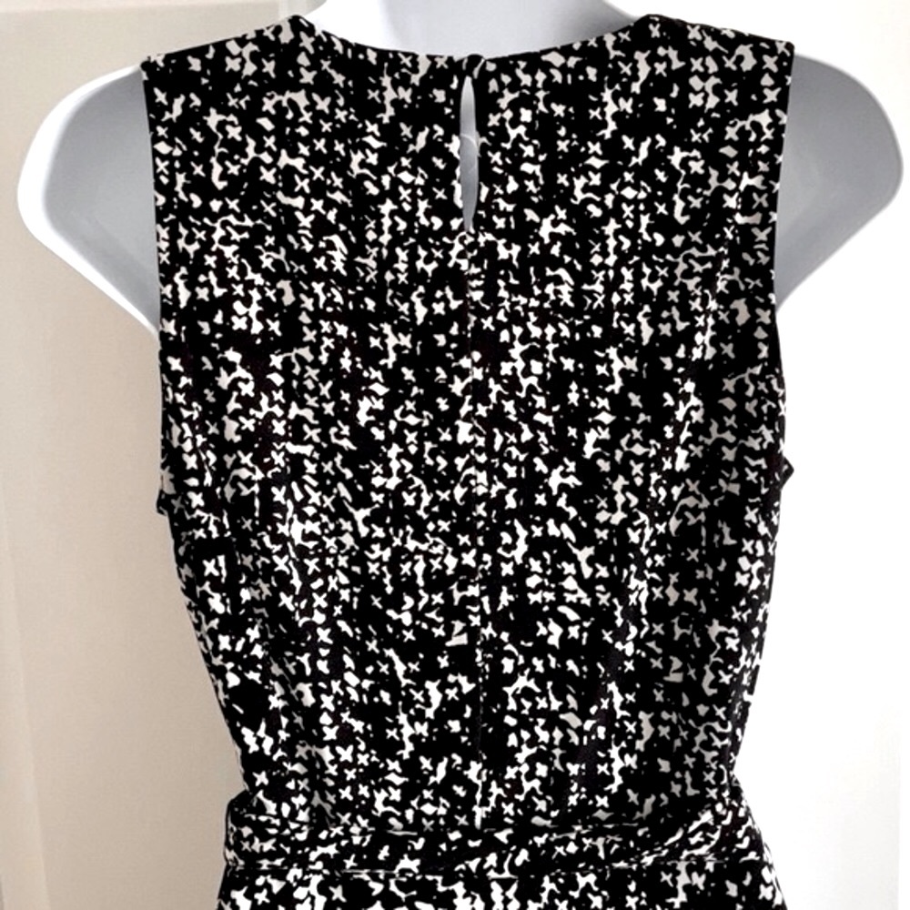 Lauren Ralph Lauren Black & White Print Sleeveless Jersey Midi-dress Full Skirt - Picture 7 of 13